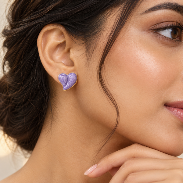 Glazed Lavi Heart Earrings