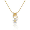 Crystal Flower Pearl Charm Necklace