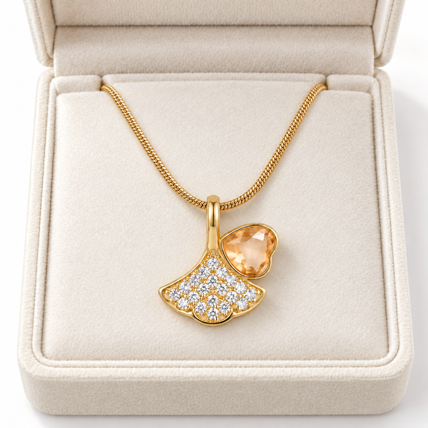 Studded Fin Heart Necklace