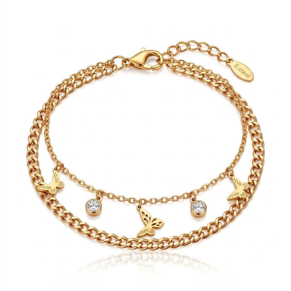Mini Butterflies Dual Chain Bracelet