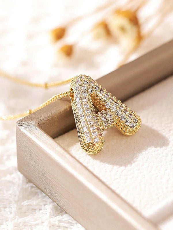 Diamond Studded Bubble Letters~ Necklace