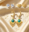 Emerald Gold Rays Earring Set