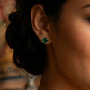 Emerald Stone Charms Necklace with Earrings