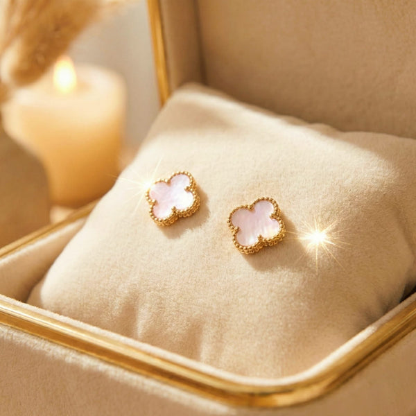 Marble Pink Clover Earring