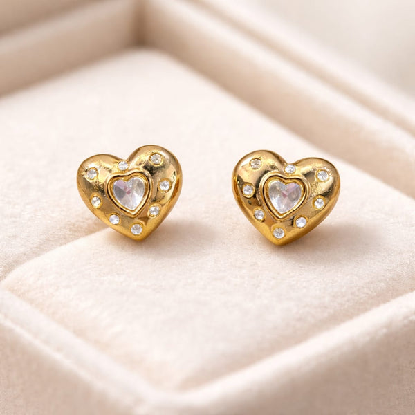 Rhinestone Stud Heart Earrings