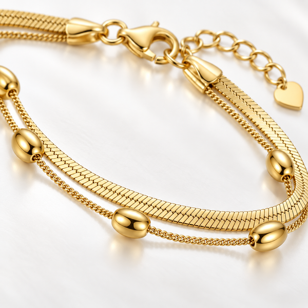 Dual Layer Minimal Plain Chain Bracelet