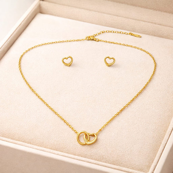 Intertwined Heart Necklace and Earrings