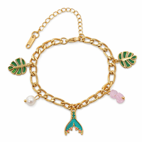 Fish tail leaf charm bracelet