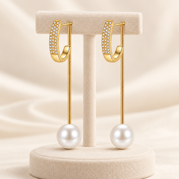 Studded Dangle Pearl Earrings