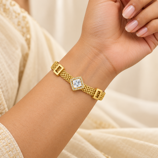 Rectangular Crystal Mesh Bracelet