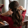 Studded Safety Pin Hair Claw hair claw clip worn on model – styled for women