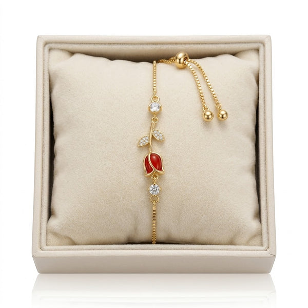 Orange Tulip Bracelet - Adjustable
