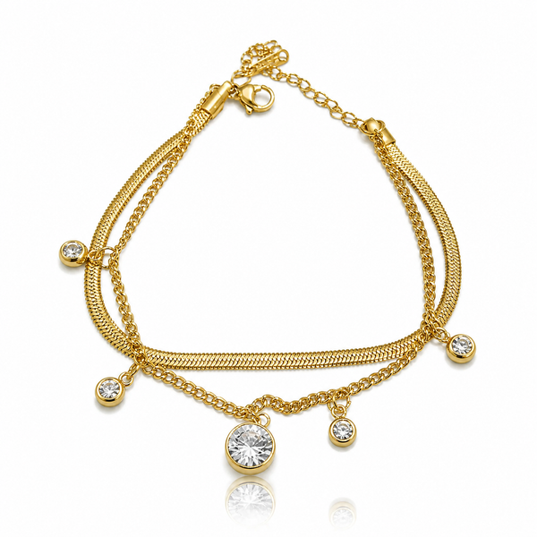 Dual Layer Crystal Charm Bracelet