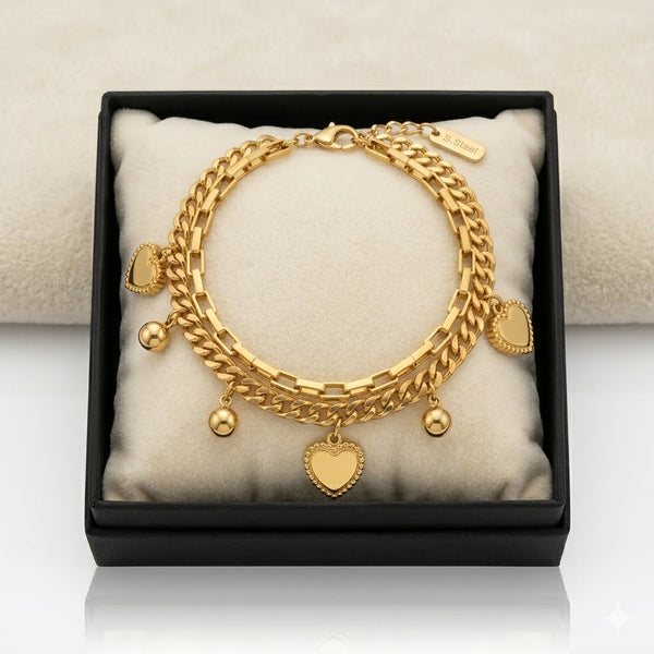 Double Layer Heart Chain Bracelet
