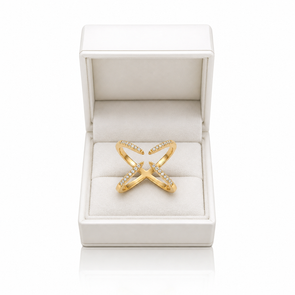 Studded Cross Adjustable Ring