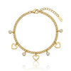Halo Heart Crystal Charm Bracelet