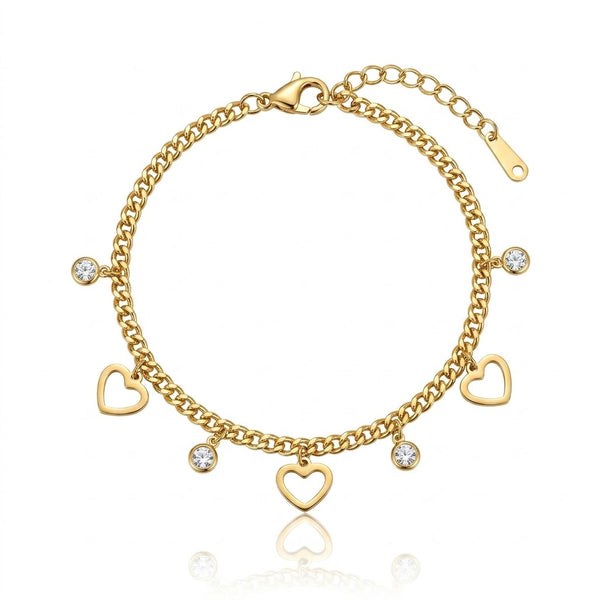 Halo Heart Crystal Charm Bracelet