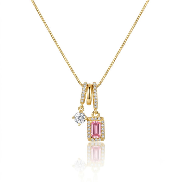 Pink Crystal Charm Necklace