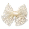 Embroidered Lace White Hair Bow Clip