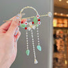 Close-up of the Delicate Flower Pearl Tassels Hair Stick showing floral motif