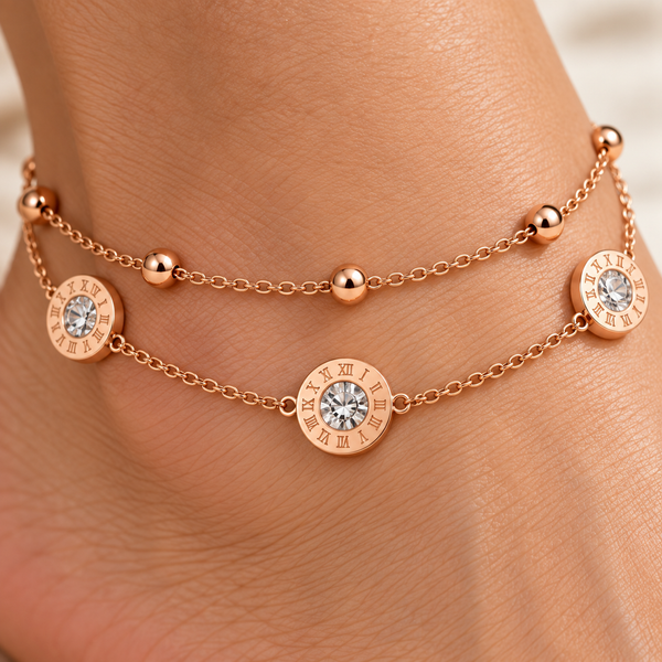 Roman Crystal Disc Anklet