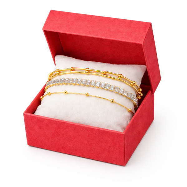 Link Baguette Necklace Combo Stack