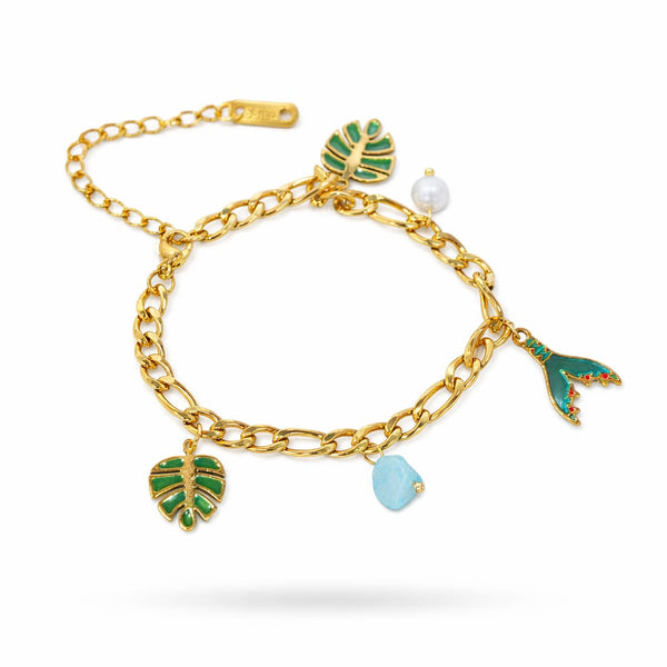 Fish tail leaf charm bracelet