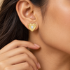 Solitaire Gold Heart Earrings