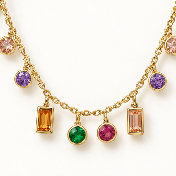 Multicolour Rectangle Chimes Necklace
