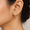 Studded Heart Pink Accent Earring