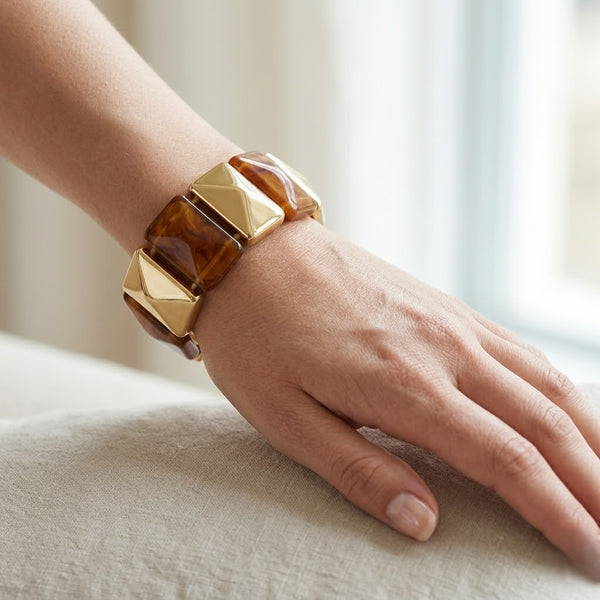 Marbel Pattern Acrylic Bracelet - Brown
