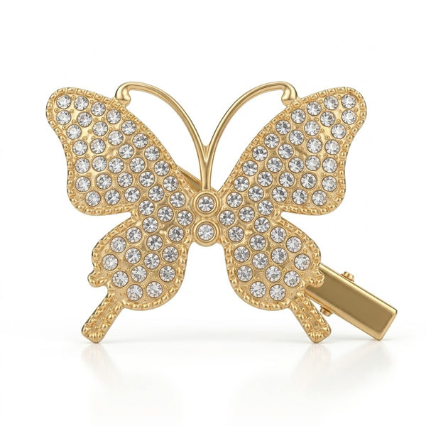 Close-up of the Rhinestone Studded Butterfly Hair Clip showing butterfly motif