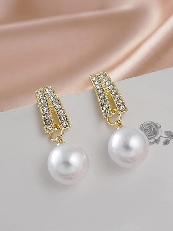 Pearl Twin Line Stud Earrings