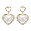 Crystal Studded Dual Heart Earring