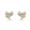 Bow-shaped crystal drop Earrings