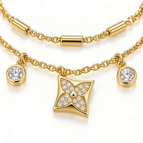 Dual Layer Studded Clover Bracelet