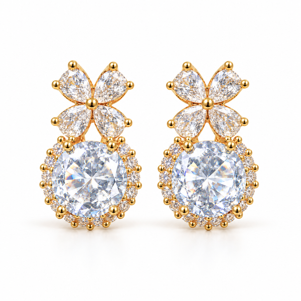 Ball Crystal Flower Earrings