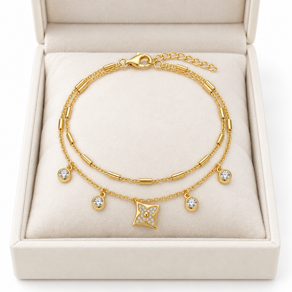 Dual Layer Studded Clover Bracelet