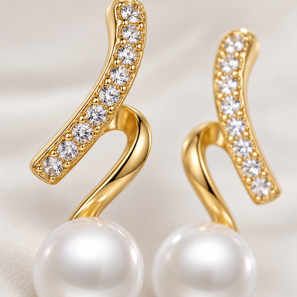 Studded Spiral Pearl Earrings