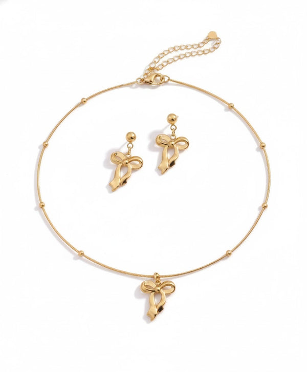 Bow Necklace Earring Set
