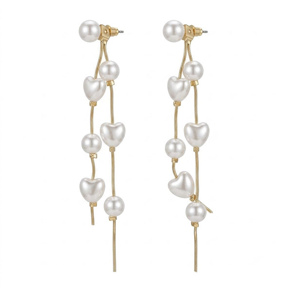 Pearly Hearts Dangle Earrings