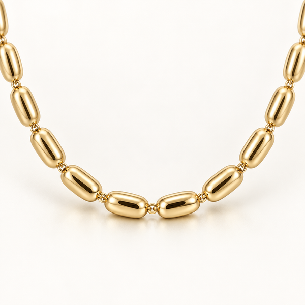 Barrel Beads Gold Chain