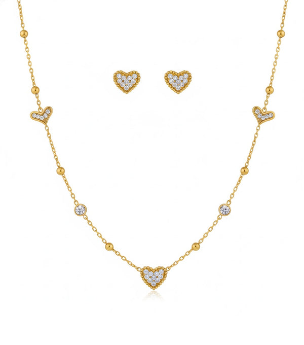 Rua Heart Charms Necklace with Earrings