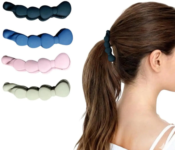 Bow Banana Matte Hair Clip hair claw clip worn on model – styled for women