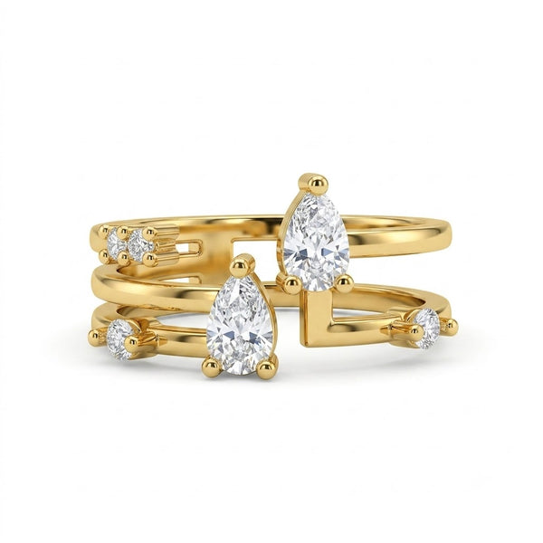 Teardrop Accent Gem Ring