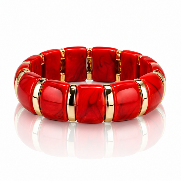 Resin Tube Stretchable Bracelet - Maroon