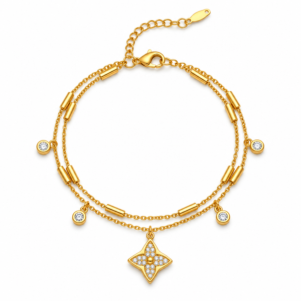 Dual Layer Leaf Clove Bracelet