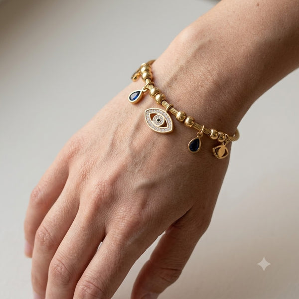 Evil Eye Dangle Charm Bracelet