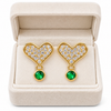 Studded Heart Green Accent Earring