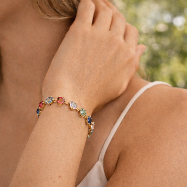 Multicolour Heart Glass Bracelet